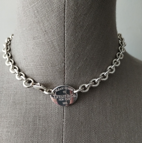 Tiffany and Co Sterling Silver Return to Tiffany Oval Tag Choker Necklace - Picture 11 of 11
